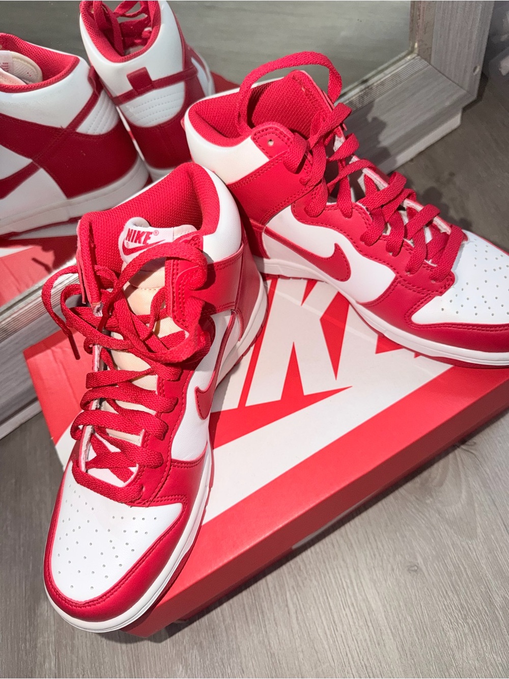 Nike Kids Red and White High-Top Sneakers